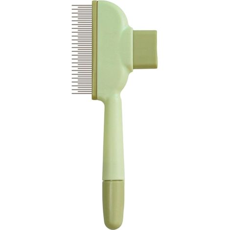 Peigne autonettoyant vert pour chiens chats avec bouton release rapide pour épilation et démêlage (1/4)