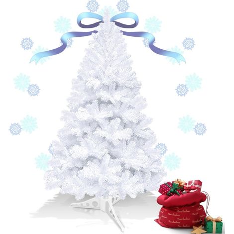 SWANEW Albero di Natale artificiale Decorazione natalizia riutilizzabile con supporto in metallo per decorazioni per feste di Natale 120 cm Bianco (1/5)