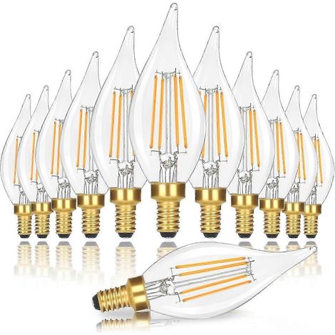 Lot de 10 ampoules LED E12 à intensité variable pour suspension - équivalent à une ampoule incandescente de 40 watts, lumière blanche chaude douce, convient aux suspensions et à l'éclairage intérieur. (1/5)