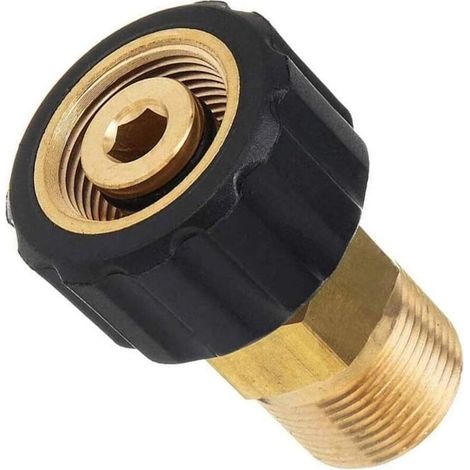 Raccord nettoyeur haute pression M22 15 mm femelle à M22 14 mm mâle – Laiton durable – Pression jusqu'à 4500 psi – Adaptateur rapide (1/4)