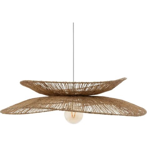 Atmosphera – Suspension Alara D69 en métal et jute beige – Abat-jour D. 69,5 cm – Installation rapide – Pour grands espaces – Éclairage chaleureux