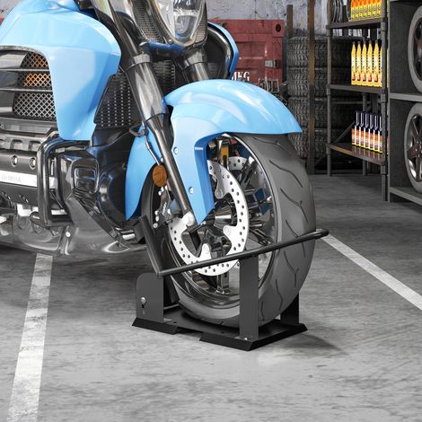 Soporte para Rueda Delantera de Motocicleta Carga 816,5 kg Robusta con Altura Ajustable para Ruedas Ø38,1-53,34 cm Negro (1/5)