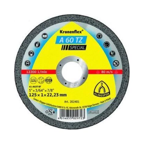 Disque à tronçonner - Diamètre 125 mm - Épaisseur 1 mm - Alésage 22,23 mm - Pour métal et inox - Lot de 25