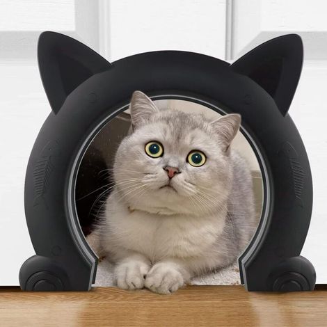 Large Indoor Cat Flap, XL - Interior Doors for Cats, Kittens and Small Dogs (Black) (1/5)
