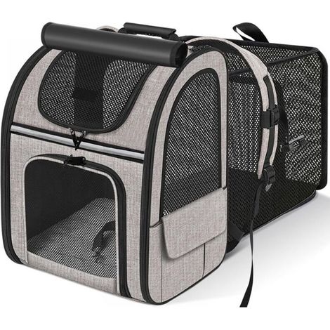 Sac de transport extensible pour chat, adapté aux petits chiens, sac à dos respirant pour chat, sac de transport portable pour chat, idéal pour les voyages et le shopping, couleur kaki.
