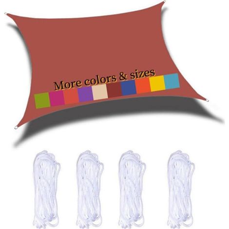 Rechteckiges Sonnensegel 2,5 x 3 m, wasserdichtes PES-Sonnentuch, 98 % UV-Schutz, für Garten, Terrasse, Balkon, Poolparty und Außenbereich, Rostrot