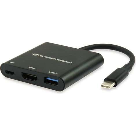 Conceptronic DONN01B replicatore di porte e docking station per laptop USB 3.2 Gen 1 (3.1 Gen 1) Type-C Nero (1/5)