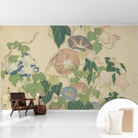 Tapete Vliestapete mit Kleber für Wohnzimmer Schlafzimmer Küche - Wanddekoration Blumeneleganz 416x254 cm (1/5)