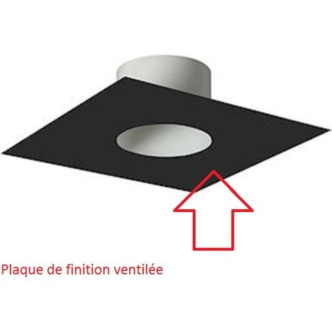 Poujoulat – Plaque de finition ventilée noir mat 25 x 25 cm – Raccordement esthétique conduit tubage – Résistance à la corrosion