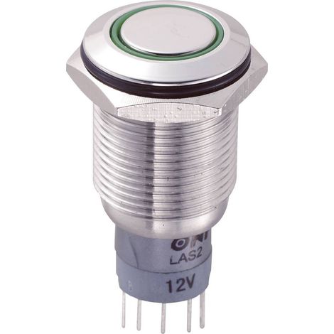 TRU COMPONENTS 701907 LAS2GQF-11E/G/12V/S/P Pulsante antivandalo 250 V/AC 3 A 1 x On / (On) Momentaneo Verde 1 pz. (1/2)