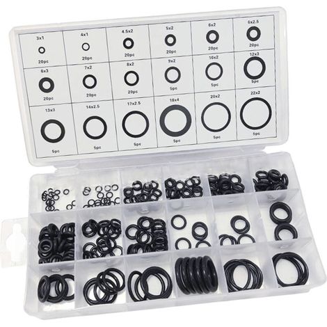 Boîte de 225 Joints Toriques NBR, Assortiment Métrique de 18 Tailles, Noir - Set Imperméable pour Plomberie et Automobile (1/5)