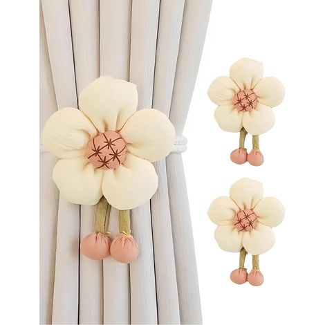 1 Paire Embrasse pour Rideaux, Embrasse Rideau avec des Fleurs, Corde TresséE en Coton Attache Rideau, Embrasses Rideaux, Convient pour La Décoration dans Le Salon, La Chambre, Le Bureau, Etc (1/5)