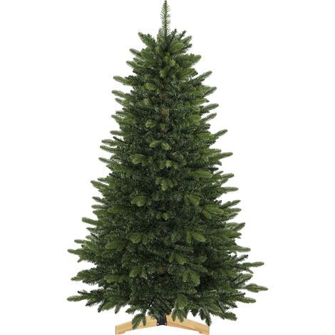 Künstlicher Weihnachtsbaum 180 cm, Fraser-Tanne mit Holzständer, 988 realistische Zweigspitzen für Zuhause und Büro, Grün (1/5)
