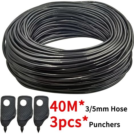 (KSL01-KIT260-40M) Tuyau d'arrosage de jardin 3/5 mm, tuyau PVC 1/8'', micro-goutte avec perforateur pour balcon et serre (1/5)