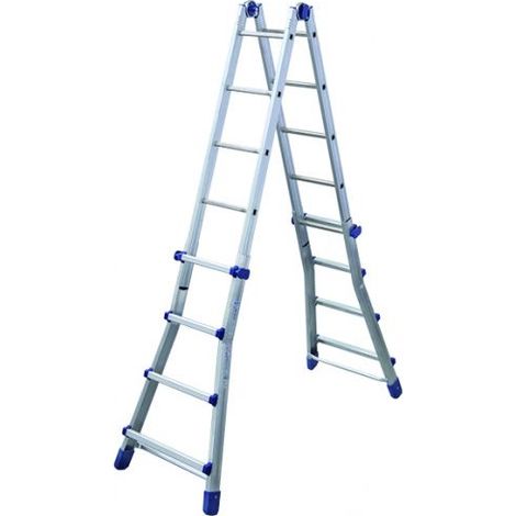 SCALA ALLUMINIO MULTIUSO MAX H.288cm 3+3 GRADINI ALLUNGABILE REGOLABILE FACAL