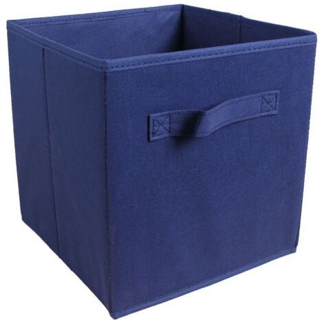 QORVA-Boîte de rangement pliable en tissu bleu, 33 cm de large x 33 cm de long x 33 cm de haut, sans couvercle, type tiroir, 1 pièce (1/5)