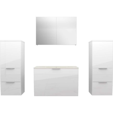 AcquaVapore Badmöbel Set Gently 1 V3 Weiß MDF Waschtisch 80cm mit 5W LED-Strahler (1/5)