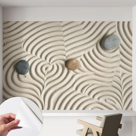 Papier peint autocollant décoratif à motifs pour salon chambre et bureau Tapete adhésif pour décoration Vagues harmonieuses 152x104 cm (1/5)