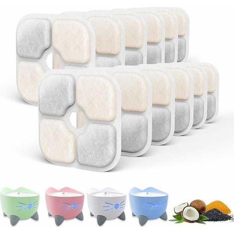 Filtre Pour Fontaine À Eau Pour Chats - 5,8 X 4,2 Cm - Polypropylène + Charbon Actif Végétal - 12 Pièces (1/5)