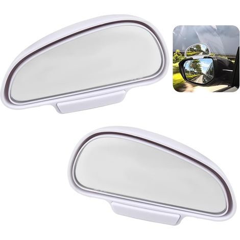 2pcs Miroir D'angle Mort Pour Rétroviseur, pour Voiture, Camion, SUV, Van - Miroir d'Angle Mort Réglable à 360 Degrés, Vision Élargie, Universel, Installation Facile, Blanc (1/5)