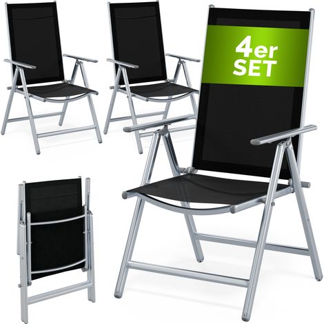 CASARIA® Gartenstühle Set Hochlehner Klappbar 8-Fach Verstellbar Camping Stuhl Aluminium Wetterfest Klappstuhl 120kg Belastbarkeit Garten Balkon 4er Set Silber