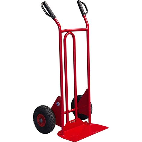 Carrello in acciaio, portata 250 kg - Ruote pneumatiche e maniglie di protezione - 810200021