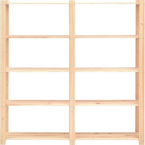 Étagère de rangement 5 niveaux meuble de stockage en pin massif 500 kg 170 x 38 x 170 cm (1/5)