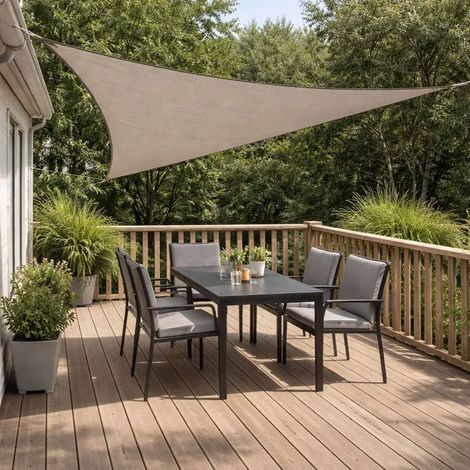 Toile d'ombrage triangulaire Taupe 3 x 3 x 3 m (1/5)
