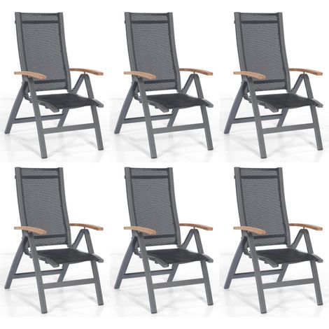 Sonnenpartner Florida 6x Klappsessel Klappstuhl Alu anthrazit/Textilen schwarz (1/2)