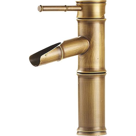 Robinet de salle bain Mitigeur lavabo design antique Laiton Ceramique Bambou (1/4)