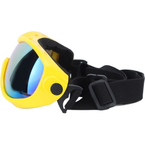 Lunettes de protection UV pour animaux de compagnie, en PVC et PC, réglables et résistantes aux chocs, pour chiens et chats, jaunes. (1/5)