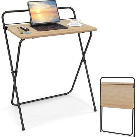 COSTWAY Folding Computer Desk Compact Home Office Writing Desk Versatile Study Desk