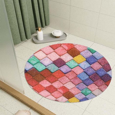 Runde, rutschfeste Duschmatte aus PVC-Luffa - 60 x 60 cm - Weich und bequem - Für Duschkabine - Bunt (1/4)