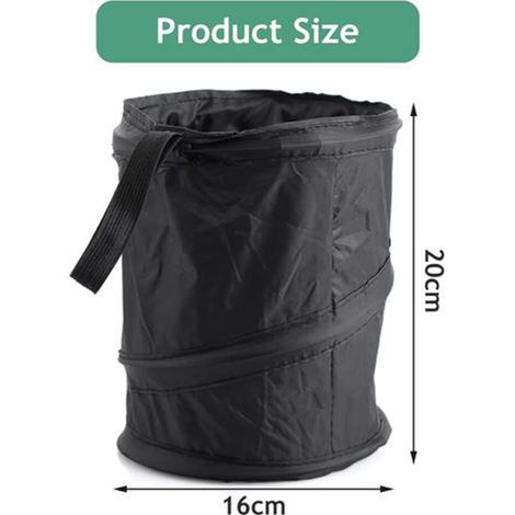 1 pièce poubelle de voiture noire pliable portable universelle étanche pour intérieur auto voyage en voiture petit bac à déchets repliable (1/4)