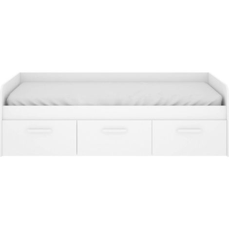 Dmora - Letto per bambini Aco, Lettino contenitore per cameretta, Struttura per letto singolo con 3 cassettoni, 194x97h60 cm, Bianco