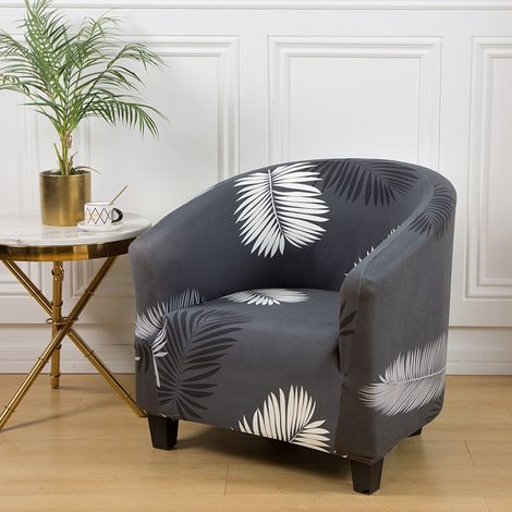 Housse pour fauteuil club (modèle « Tub Chair ») – Housse extensible en une pièce en élasthanne doux – Protection amovible et lavable pour fauteuil de salon (Gris) (1/5)