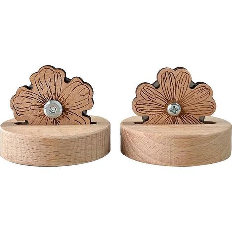 Lot de 2 lames coupe-fil pour la couture, en bois massif et en forme de fleur. (1/4)