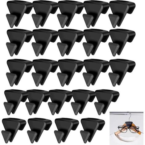 Lot de 24 Crochets triangulaires pour cintres, cintres en Cascade, Crochets de Connexion pour cintres Peu encombrants pour cintres, Gain de Place dans Un Placard (Noir) (1/5)