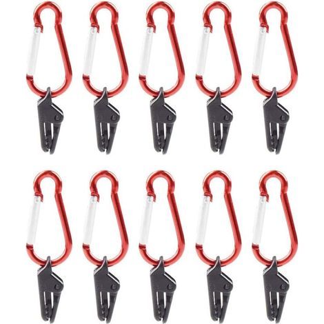 Pince À Bâche - Avec Mousqueton En Acier Inoxydable - Pour Tente De Camping Et Auvent - 10 Pièces (1/5)