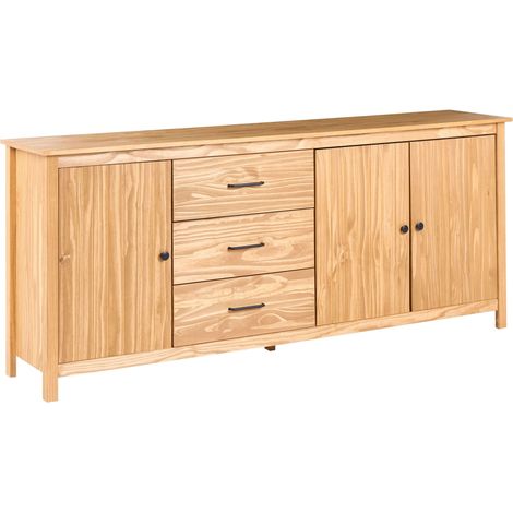 Credenza scandinava con ripiani e cassetti in legno per il soggiorno marrone scuro Leonora