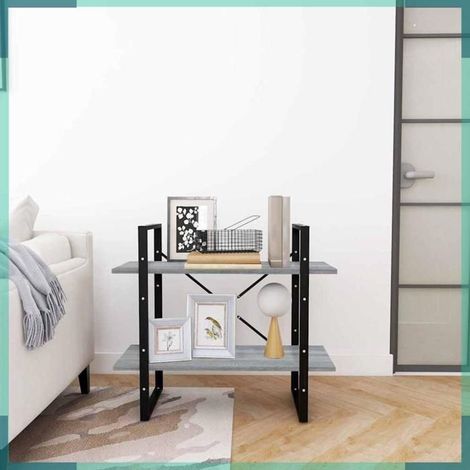 821313 Bibliothèque 2 niveaux Sonoma gris 80x30x70cm Bois d'ingénierie (1/5)