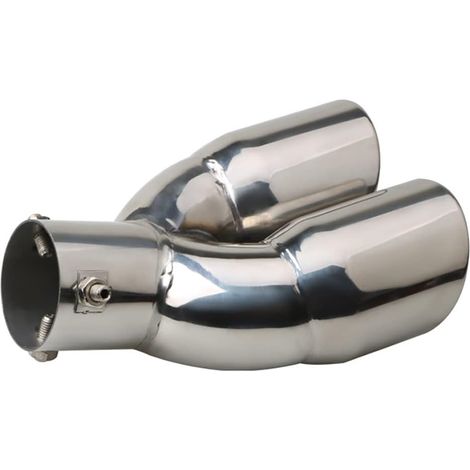 Tuyau d'échappement à double embout d'échappement, tuyau d'échappement double de voiture incurvé droit en acier inoxydable pour un diamètre de 35-55 mm/1,38-2,17 pouces (1/5)