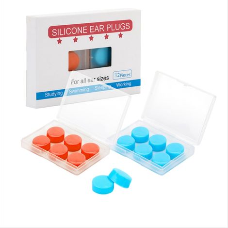 Bouchons d'oreille modelables antibruit - Bleu & Orange, 12 pièces, Silicone réutilisable (1/5)