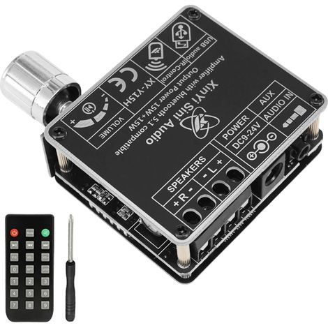 Amplificateur Bluetooth: HiFi Stéréo, Amplificateur Audio 2 Canaux 2X50W, Module D'amplification Numérique Mini Fin Avec Télécommande Pour Home Cinéma Et Haut-Parleurs DIY (Noir) (1/5)