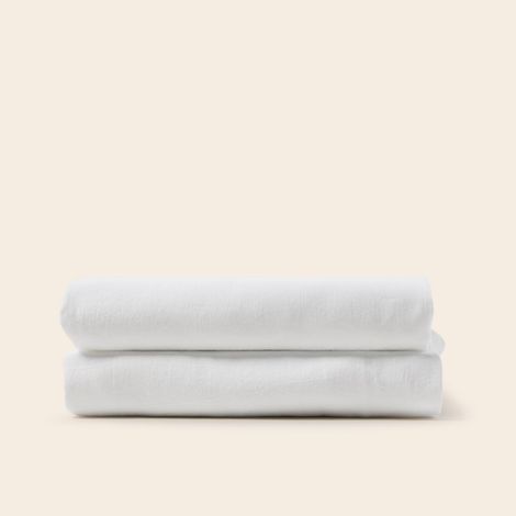 Drap plat en Satin de coton lavé uni à nouettes SATHEENE
