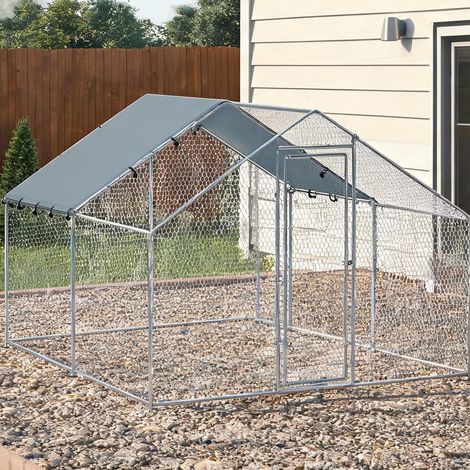 Poulailler en acier tissu Oxford 300 x 340 x 190 cm (1/5)