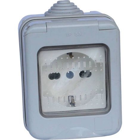CONTENITORE ESTERNO SOLO PRESA / SCHUKO 1 presa bivalente 10/16A / schuko