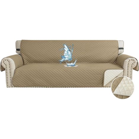 Wasserdichter 4-Sitzer Sofaüberwurf, rutschfest, haustierfreundlich, waschbar, Khaki (1/5)