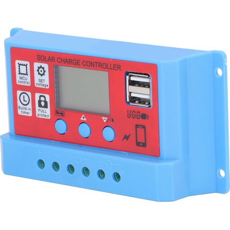 Contrôleur de charge solaire 12 V/24 V, contrôleur de charge photovoltaïque PWM à 3 étapes, écran LCD, 20 A (1/5)