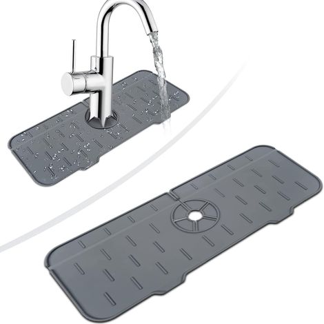 Tapis Absorbant pour Robinet de Cuisine Evier Anti-éclaboussures d'évier en Silicone Tapis de Séchage de Vaisselle Protecteur de Comptoir pour Salle de Bain Camping-Car Bar, 0,5 cm H (1/5)